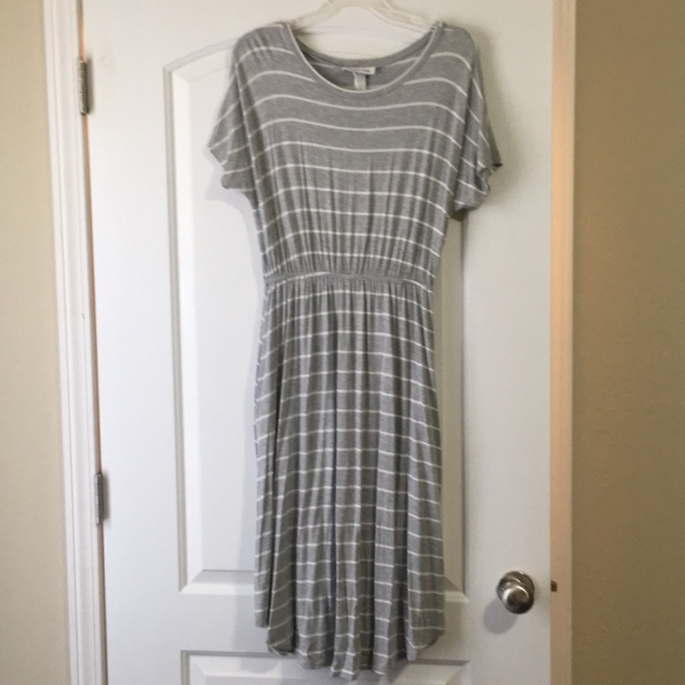 Gray and White Stripe Dress